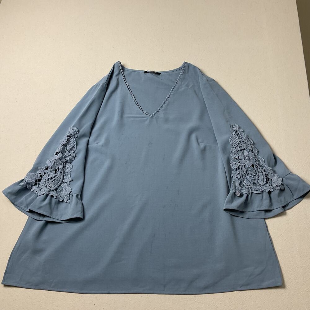 Bloomchic Lace Patchwork Ruffled V-Neck Blouse Womens 18-20 2X